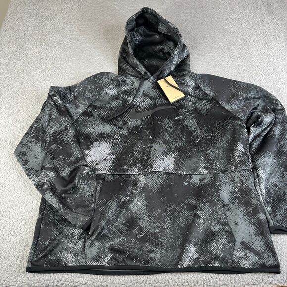 Nike Training Hoodie Large Gray Black Digital Camo Therma Fit Sweatshirt Sweater - Picture 2 of 14